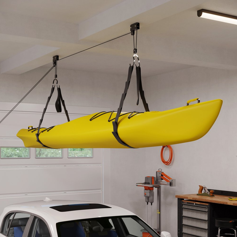 HANGING STORAGE SYSTEM Ceiling Pulley System for Canoes, Bikes, Ladders, Kayak