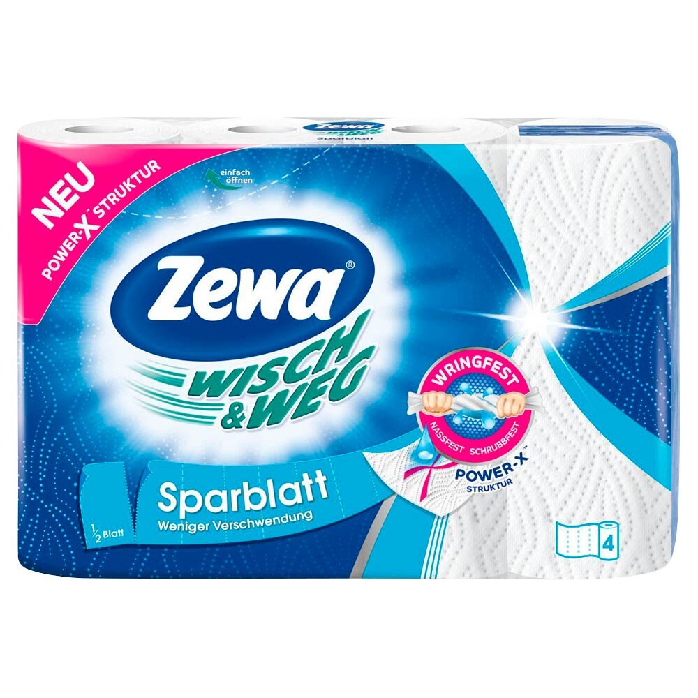 20 Zewa Küchenrollen WISCH&WEG Sparblatt 2-lagig 74 Blatt je Rolle Saugstark