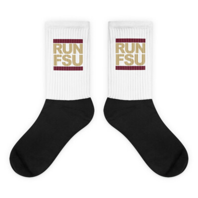 FLORIDA STATE Run Style CREW SOCKS Streetwear FSU College Fan Garnet Gold Print