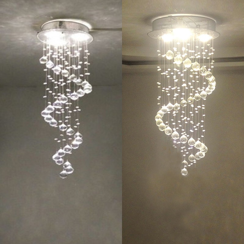 Chrome Crystal Led Ceiling Light Fitting Pendant Chandeliers
