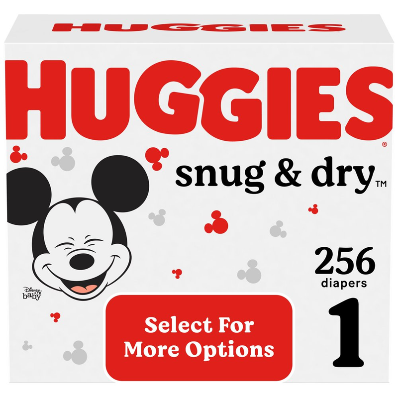 Huggies Snug & Dry Baby Diapers, Size 1, 256 Ct