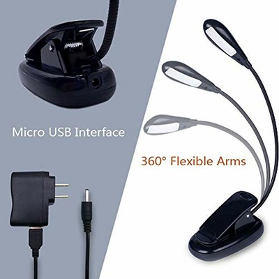 Rechargeable Book Light For Reading Bed At Night, Clip On Kids - 4 LED With 2 AC