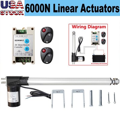 US Linear Actuator &Controller &Brackets 18'' Stroke 12V 6000N Heavy Duty Lifting
