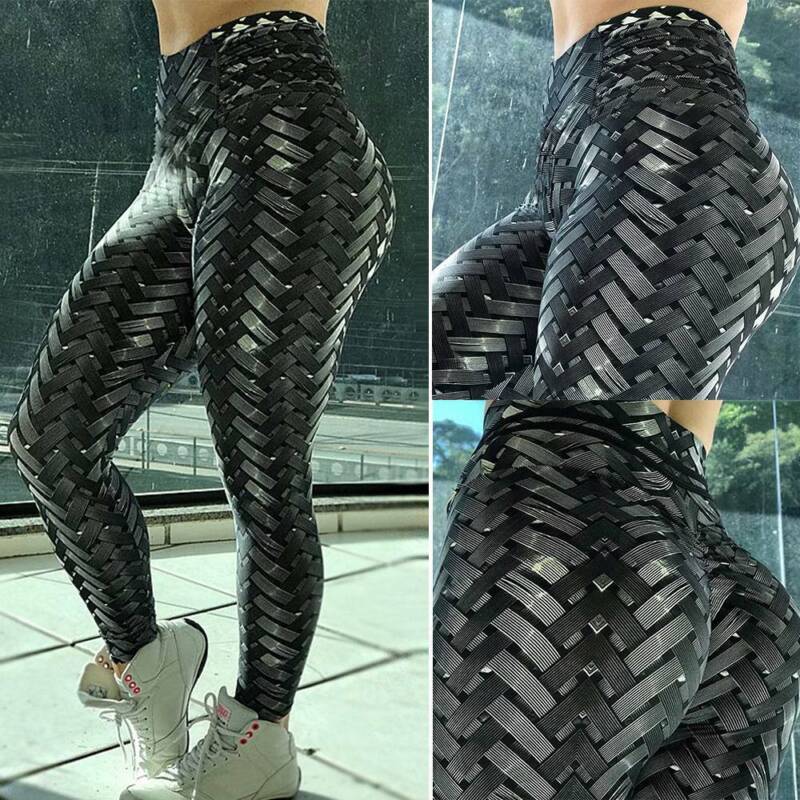 Women High Waist Yoga Pants Butt Lift Leggings Workout Ruched Booty Gym Trousers 8