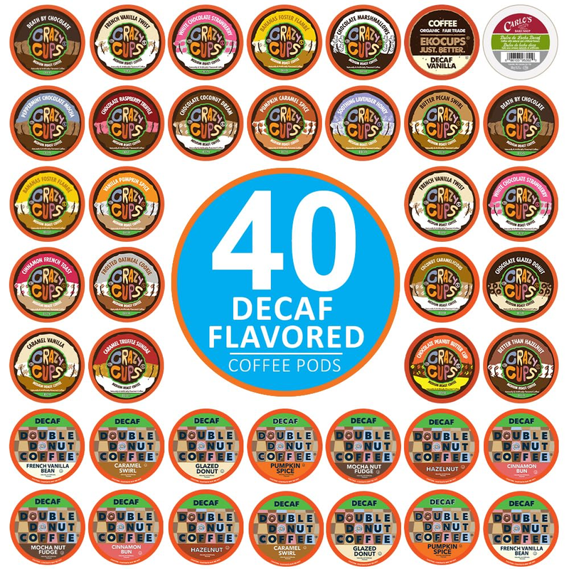 Flavored Decaf Coffee Pods Variety Pack Compatible with Keurig K Cups Brewers, 4