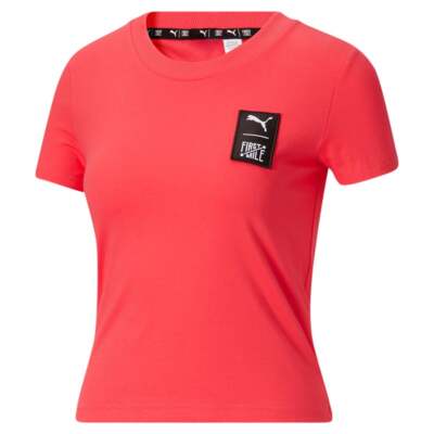 

Puma First Mile Crew Neck Футболка с коротким рукавом женские розовые повседневные топы 532338-35, Розовый