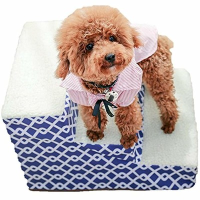 PLS Beds & Furniture Birdsong Trellis Portable Pet Stairs, 3-Step, Blue Supplies