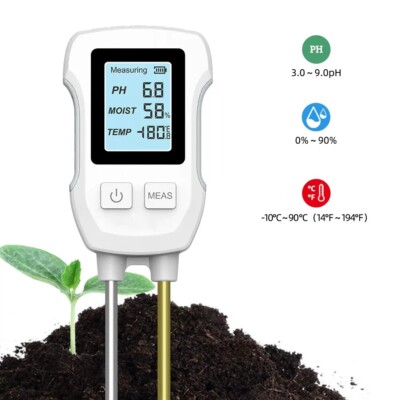 3in1 Soil PH Value Ambient Temperature Humidity Meter Indoor Potted Plant