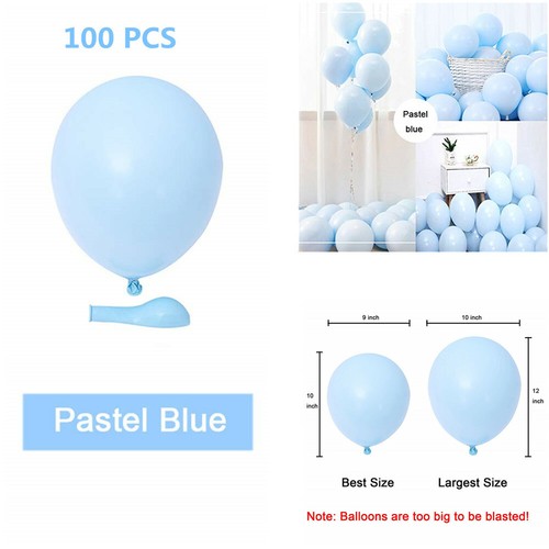 100 X 10inch Macaron Pastel Blue Latex Balloon Baby Shower Party