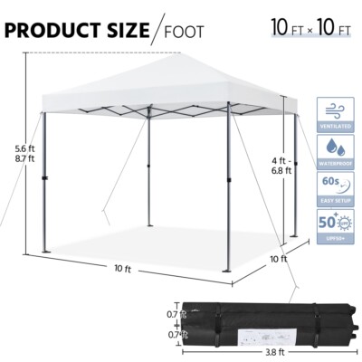 Pop-up Canopy 8/10/12 ft Instant Tent Shelter Party Heavy Duty Outdoor Canopy