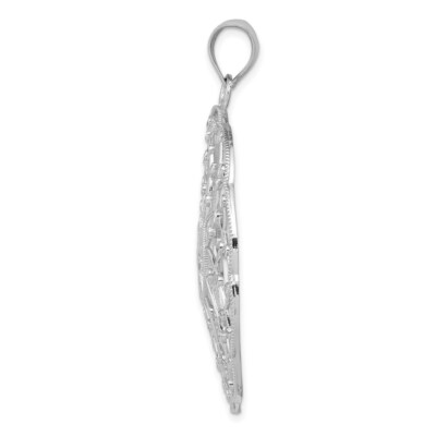 Pre-owned Superdealsforeverything Real 14kt White Gold Diamond Cut Sphere Pendant