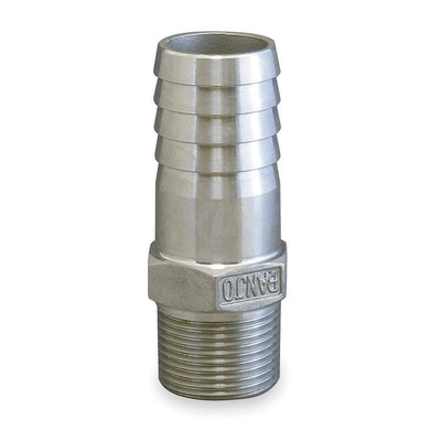 GRAINGER APPROVED HB075-100SS Barbed Hose Fitting,Hose ID 1'',NPT 3DTR8