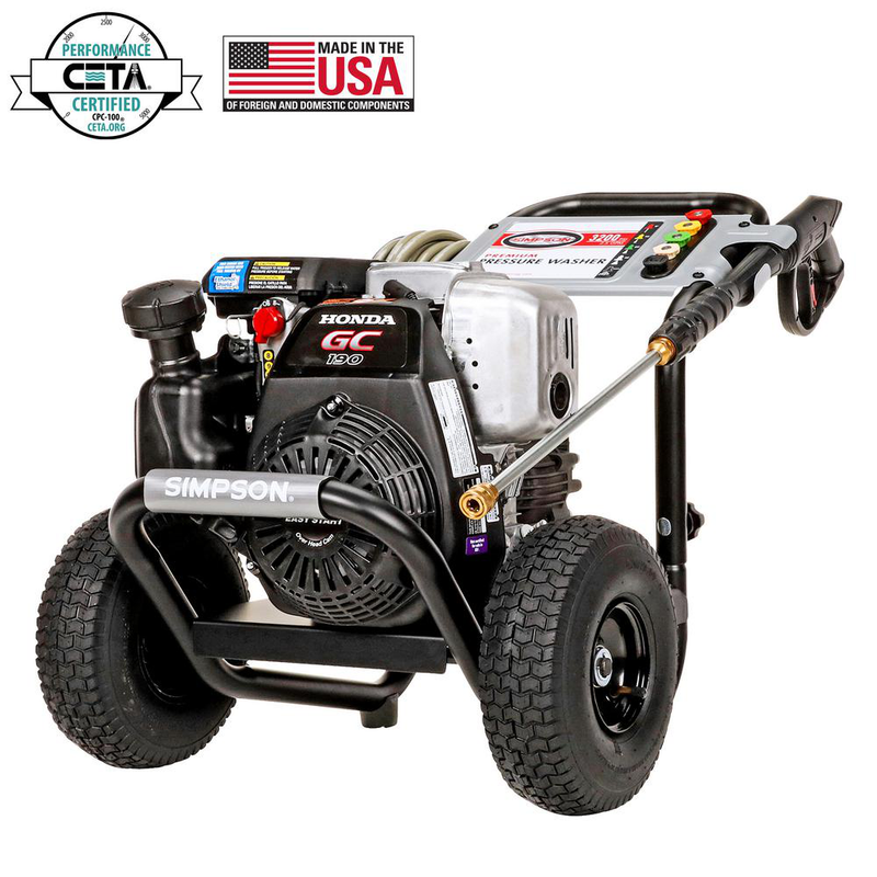 Simpson MSH3125 3200 PSI at 2.5 GPM gas pressure washer powered by HONDA GC190