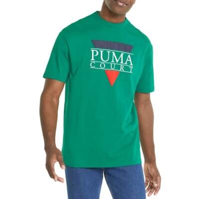 

Puma Tenis Club Graphic Crew Neck Футболка с коротким рукавом Мужские зеленые повседневные топы 53, Зеленый, Puma Tenis Club Graphic Crew Neck Short Sleeve T-Shirt