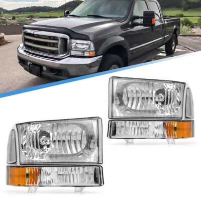 Headlights For 1999-2004 Ford F250 F350 F450 Super Duty 00-04 Excursion Pair