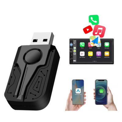 2 in 1 Android Auto Wireless Adapter & Wireless CarPlay Adapter Plug & Play Car