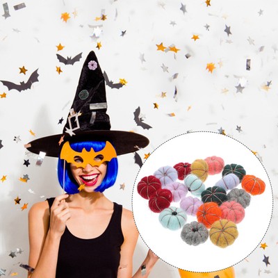  20 Pcs Felt Pumpkins 2X2cm Thanksgiving Mini Craft Ball Garland