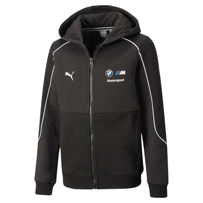 

Puma Bmw Mms толстовка с капюшоном и полной молнией для молодежи, черная повседневная спортивная одежда для девочек, Черный, Puma Bmw Mms Hooded Full Zip Sweat Jacket Youth