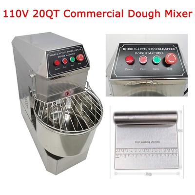 PreAsion 110V Commercial Dough Mixer 20QT Stand Spiral Flour Mixer Pizza Bakery