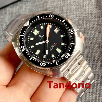 44mm 20ATM Diver NH35A Black Sterile Dial Auto Mens Watch Sapphire Luminous Date