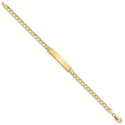 Pre-owned Skyjewelers Real 10k Yellow Gold Semi-solid Curb Link Id Chain Bracelet; 8 Inch; Lobster