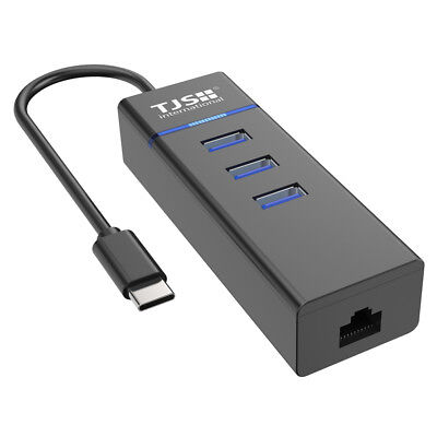 USB Type-C Hub Gigabit Ethernet 1000M LAN RJ45 Network Adapter w/3 USB 3.0 Ports