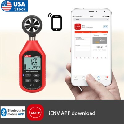 UNI-T Digital Bluetooth Anemometer Thermometer Wind Speed 0-30m/s Wind Rating 12