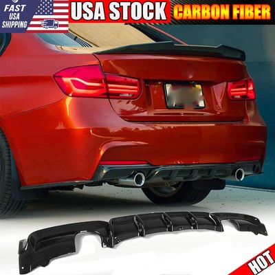 Fits BMW F30 F31 320i 325i 335i 12-18 Rear Bumper Diffuser Spoiler REAL CARBON 