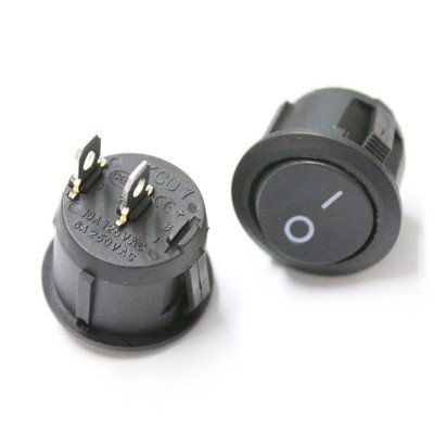 10x Round Rocker Switch Black ON/OFF I/O SPST Circular 12VDC 5A 10A/125V/250V AC