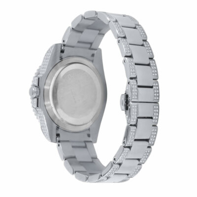 Pre-owned Bling Master Mens Solid Steel 18k White Gold Simulated Diamond 40mm Presidential Watch W/date