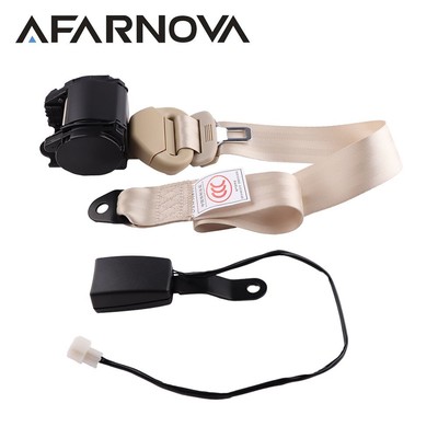 1X Car Universal 3 Point Fix Harness Replace Belt Strap Seat Belt Beige Fits BxW