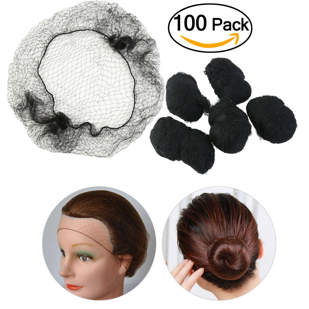 100Pcs Black Hair Nets Elastic Edge Mesh Net Stretch Invisible