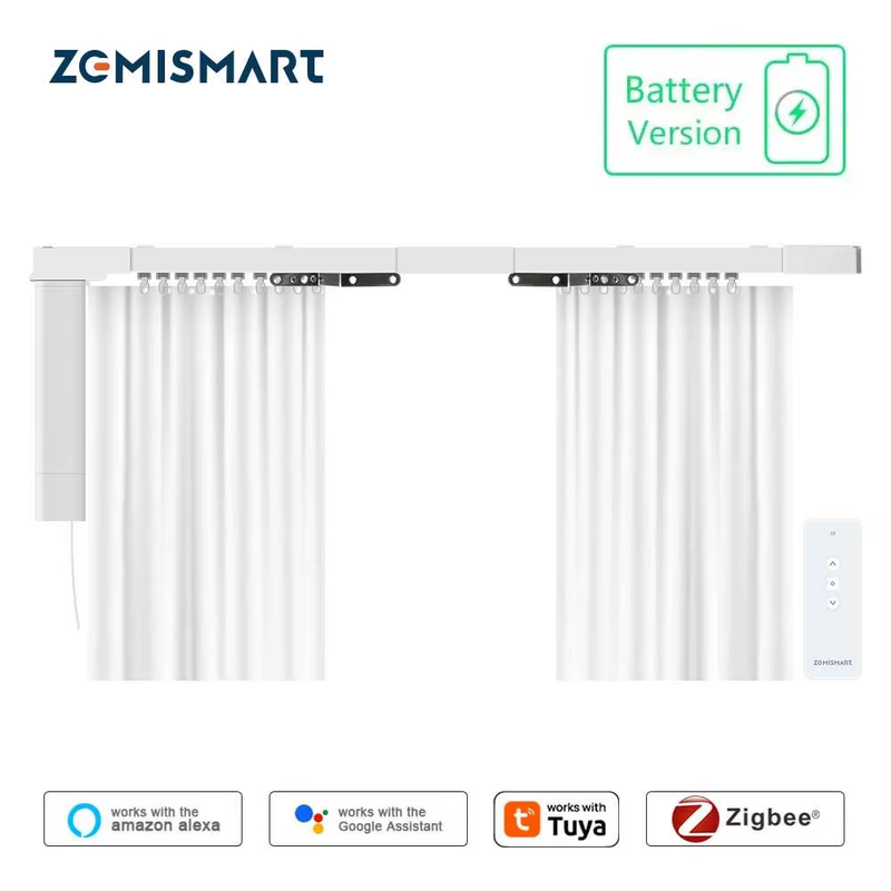 Zigbee Electric Sliding Curtain Motor Built-in Battery with Customized Track Wor