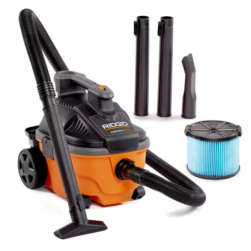 RIDGID Wet Dry Vacuum Blower Port Portable Cleaner Shop Vac 4 Gallon 5.0 Peak HP