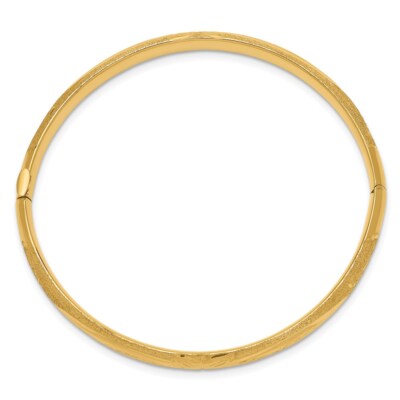 Pre-owned Superdealsforeverything Real 14kt Yellow Gold Florentine Hinged Baby Bangle; 6 Inch