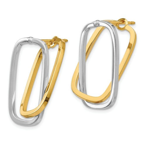 Pre-owned Accessories & Jewelry 14k Two Tone Gold 1.4mm Rectangle Interchanging Versatile Earrings Italian Gold