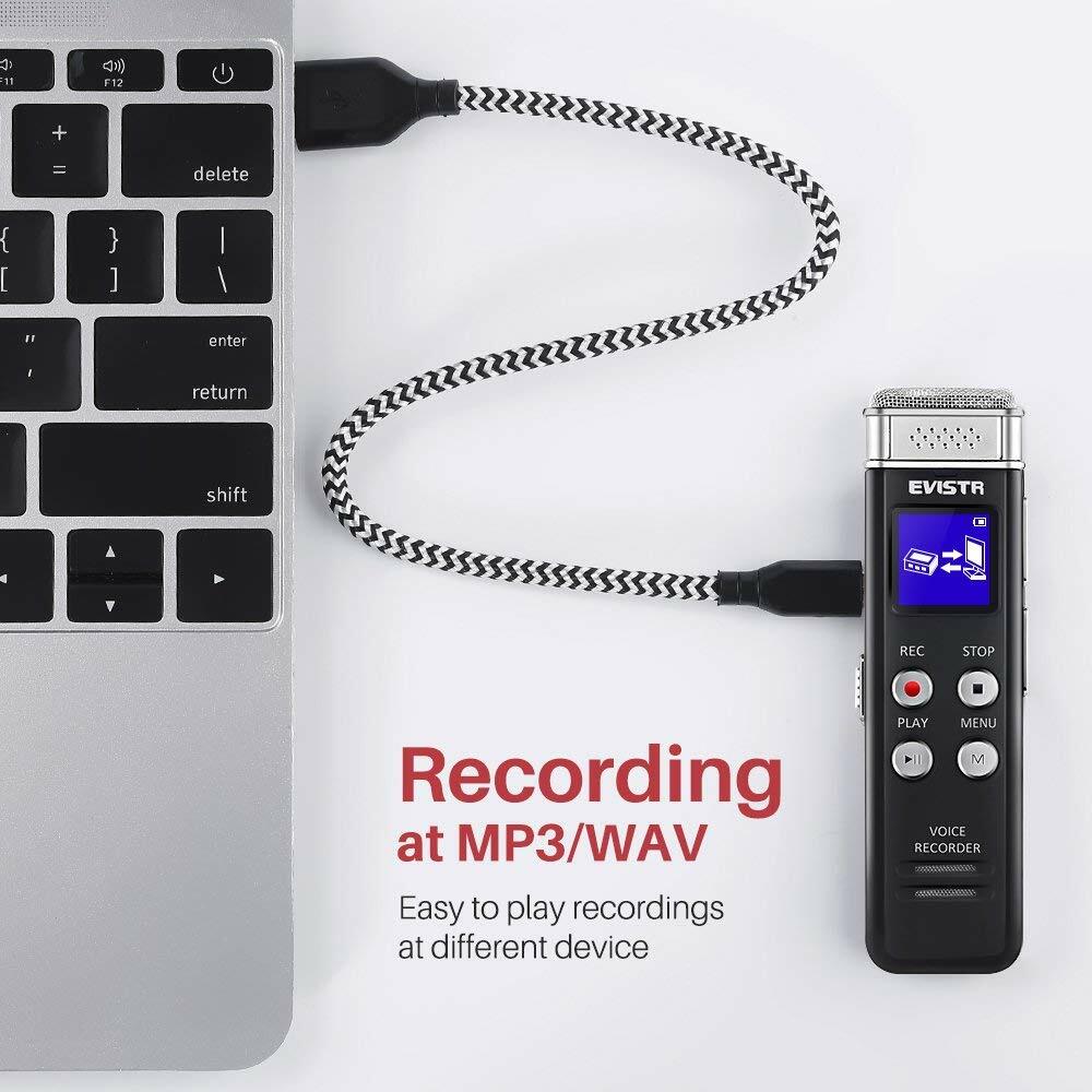 EVISTR 16GB Digital Voice Recorder Voice Activated Recorder with Playback - Upgr