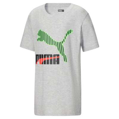 

Серый повседневный топ для мальчиков Puma Dazed Pack с круглым вырезом и короткими рукавами, Grey, Puma Dazed Pack Graphic Crew Neck Short Sleeve T-ShirtYouth