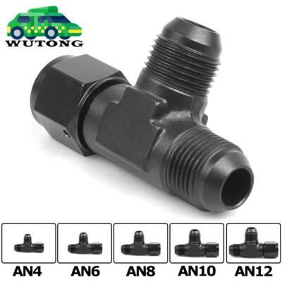 3-Way Tee T-Piece Fitting Adapter AN4 AN6 AN8 AN10 AN12 Female to AN Male BLACK