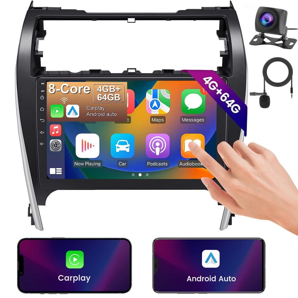4 + 64 ГБ для Toyota Camry 2012-2014 Android 13 Автомобильный стерео радио BT Carplay GPS DSP