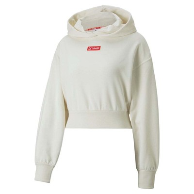

Puma Cc X Cropped Graphic Pullover Hoodie Womens Off White Casual Athletic Outer, Puma Cc X Cropped Graphic Pullover Hoodie