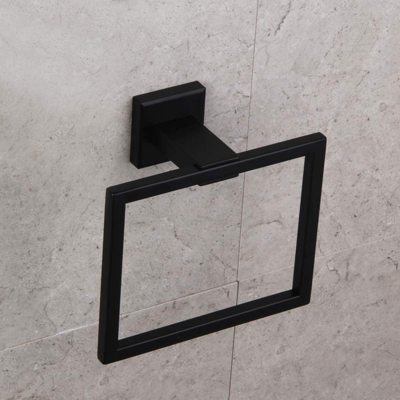 WY Modern Black Towel Holder SUS304 Stainless Steel Towel Hanger Towel Ring for