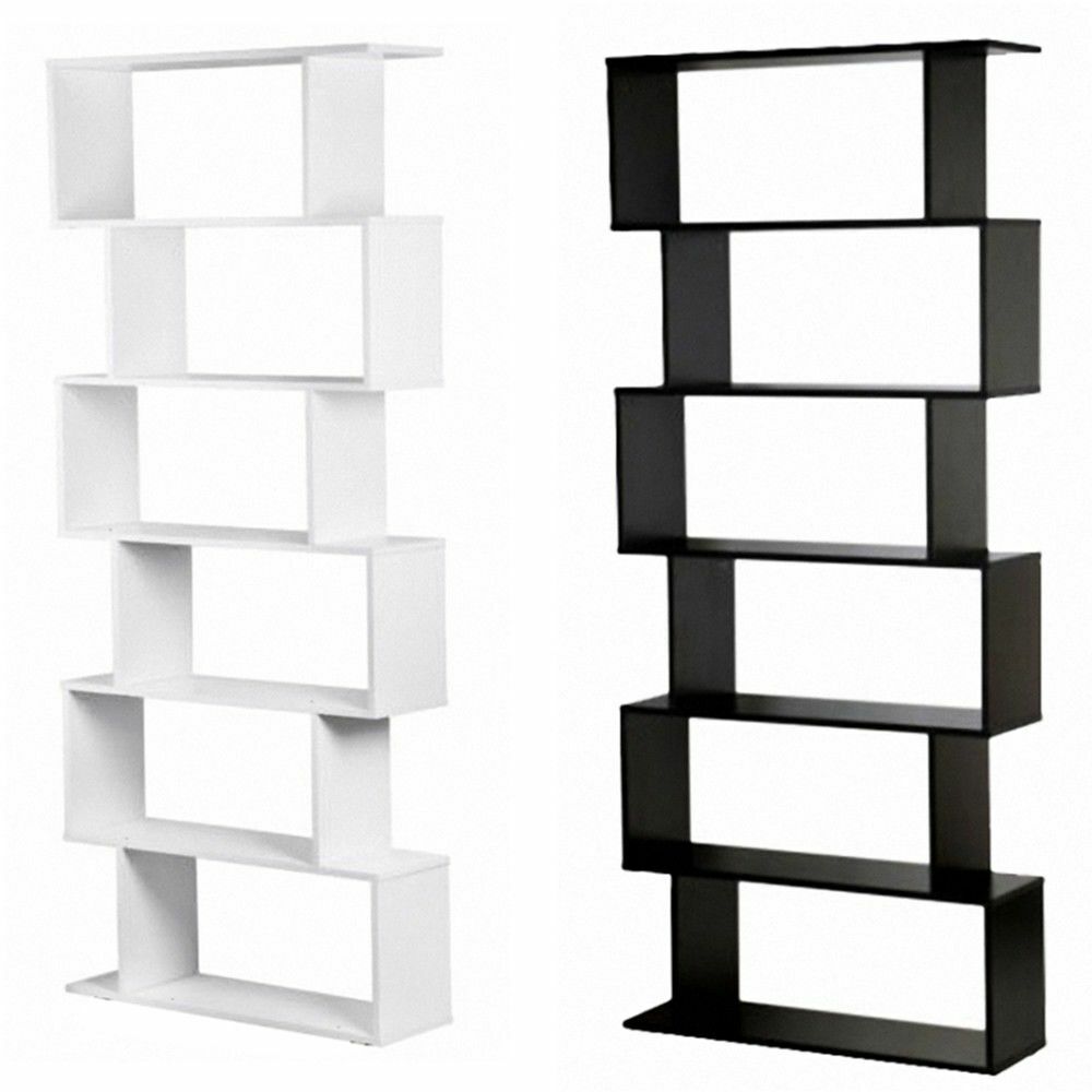 6 Tier Tall Bookcase Corner Shelving Dvd Display Storage Shelf