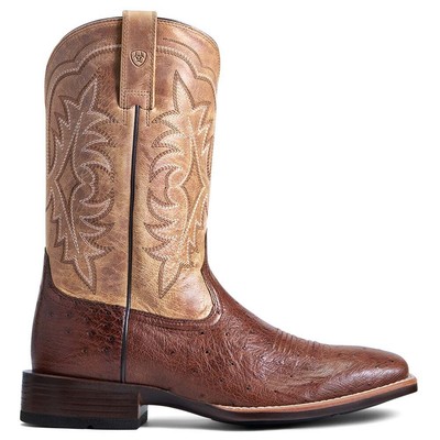 

Мужские коричневые классические ботинки Ariat Night Life Ultra Western с квадратным носком в ковбойском стиле, Коричневый, Ariat Night Life Ultra Western Ostrich Square Toe Cowboy