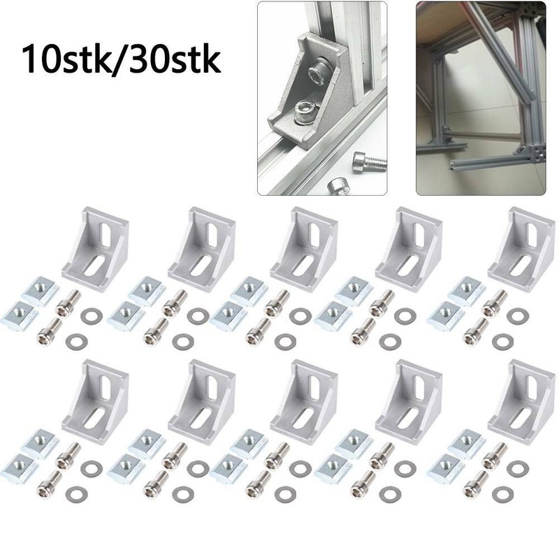 10/30x Winkel Befestigungsmaterial für 40x40 & 40x80 Nut 8 Streben Aluprofil 
