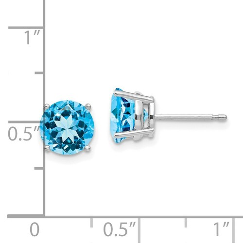 Pre-owned Goldia 14k White Gold 7mm Blue Topaz Earrings