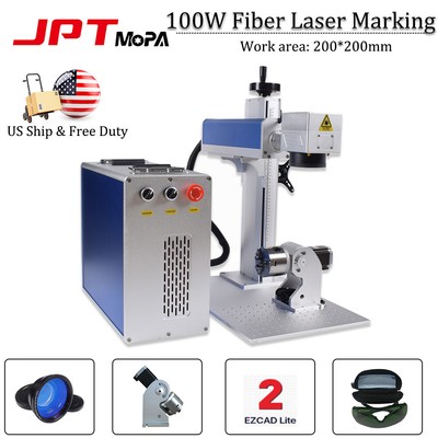 100W Fiber Laser Marking JPT M7 Mopa Laser Engraving Cutting Machine Rotary axis