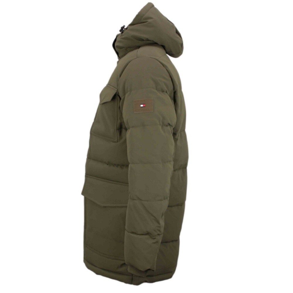 Pre-owned Tommy Hilfiger Herren Jacke Utility Parka Grün Unifarben Mw0mw27703 Rbn Khaki