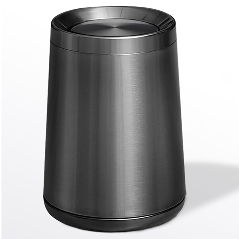 10 L/2.6Gallen,Swing Lid Trash Can,Brushed Stainless Steel Garbage Can with Flipping Lid,For Bathroom, Kitchen,Living Room,Bedroom,Hotel (Black Gold)