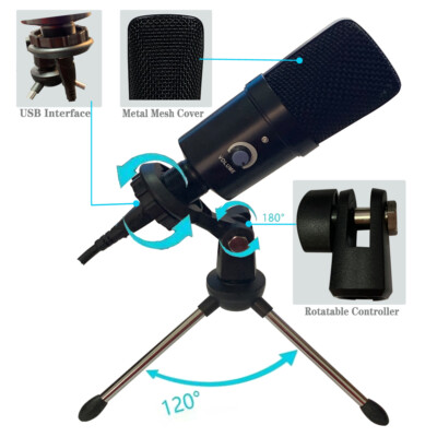 Condenser USB Microphone Kit Complete Set PC Audio Recording podcast Microphone